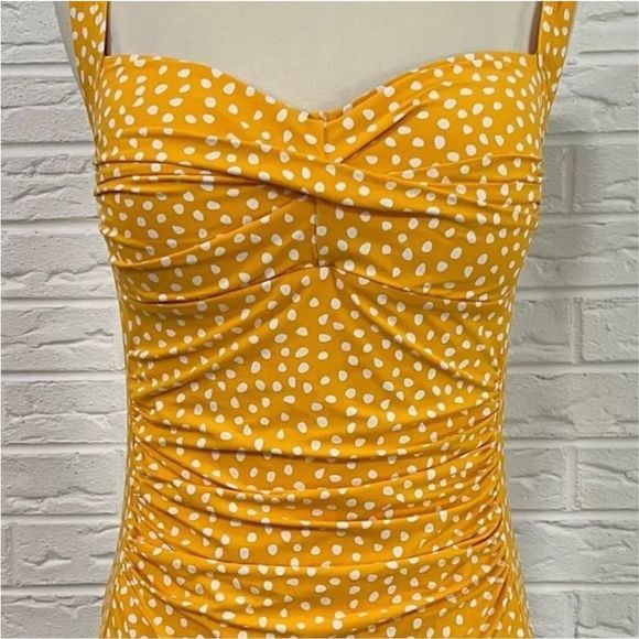 NIPTUCK Bathing Suit Yellow with White Polka Dots - Picture 2 of 5